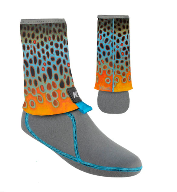 De Young style 3.5mm Korkers I-Drain Neoprene Guard Sock for wet wading fly fishing in summer