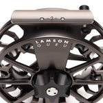 Close-up of Lamson Guru E Fly Reel available at Angles Sports