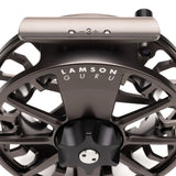 Close-up of Lamson Guru E Fly Reel available at Angles Sports