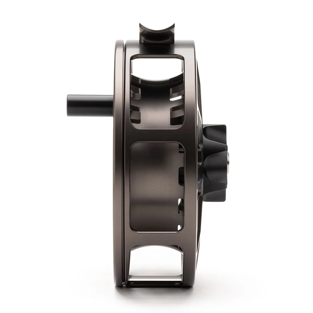 A side-view of the Lamson Guru E fly reel by Angles Sports