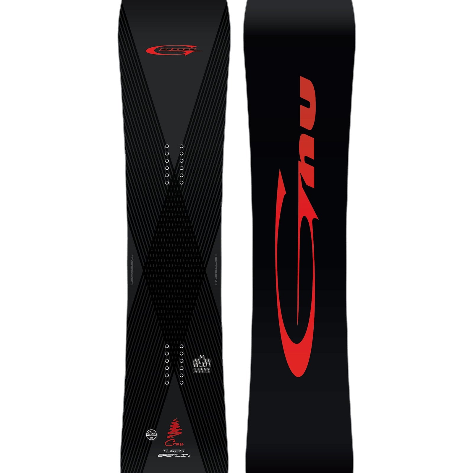 GNU Turbo Gremlin snowboard 2026/27, topsheet graphic, carbon all-mountain freeride board
