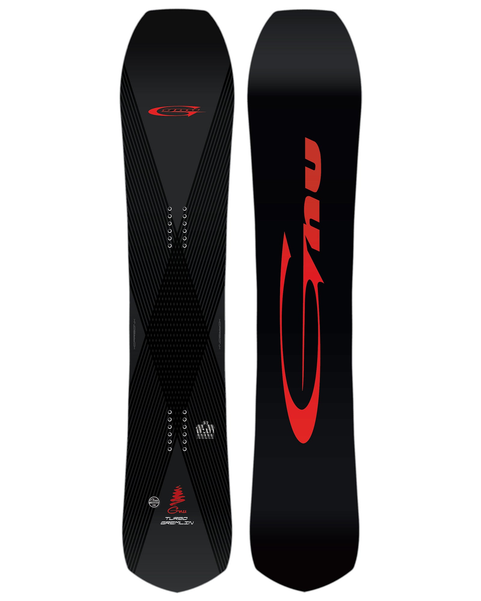 GNU Turbo Gremlin snowboard 2026/27, topsheet graphic, carbon all-mountain freeride board