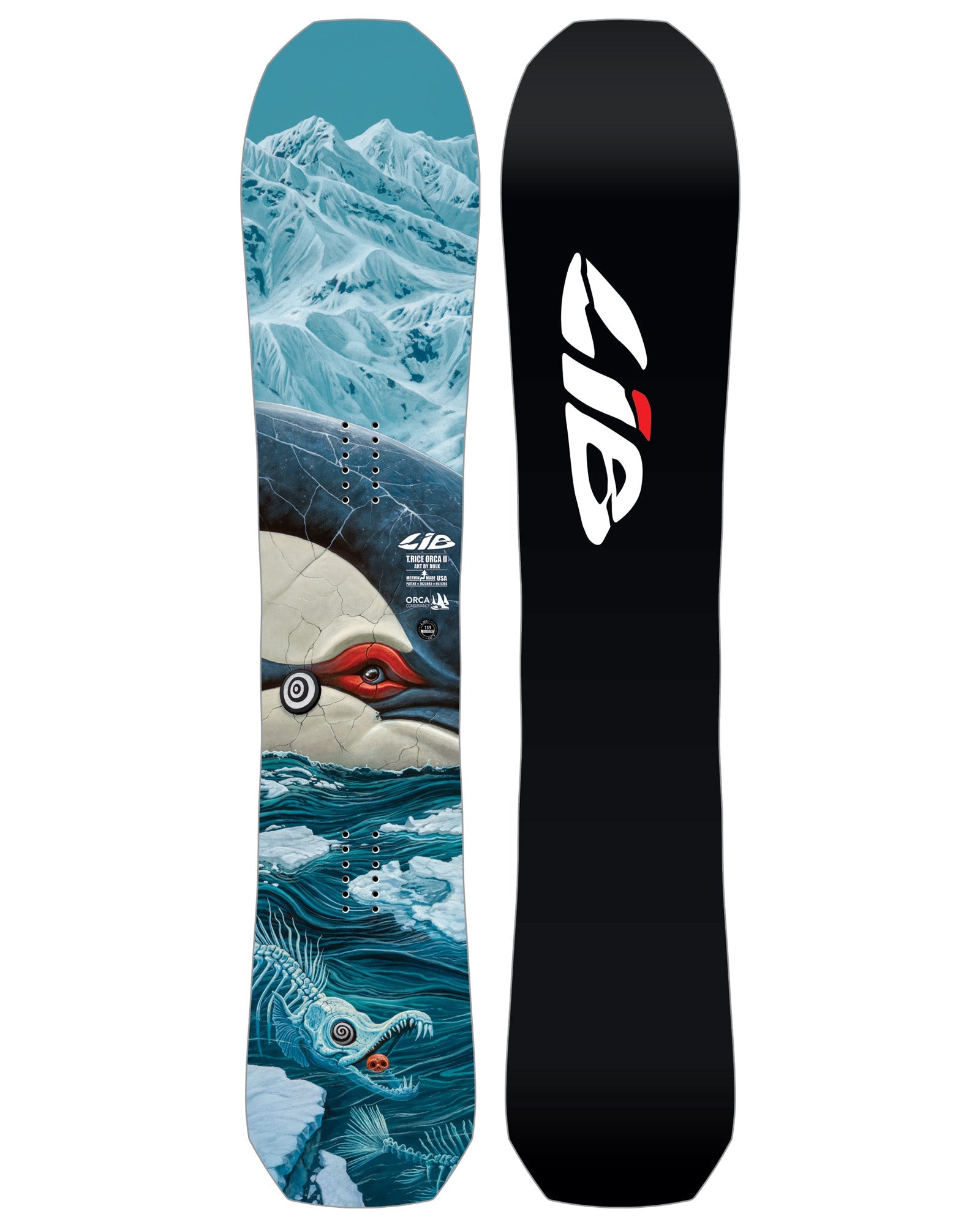 Lib Tech T.Rice Orca II snowboard 2026/27, topsheet graphic, volume-shifted freeride board