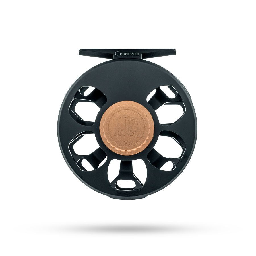 Ross Reels Cimarron Fly Reel close-up front view Black