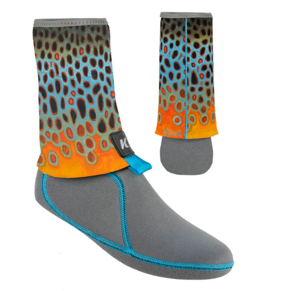 De Young style 3.5mm Korkers I-Drain Neoprene Guard Sock for wet wading fly fishing in summer