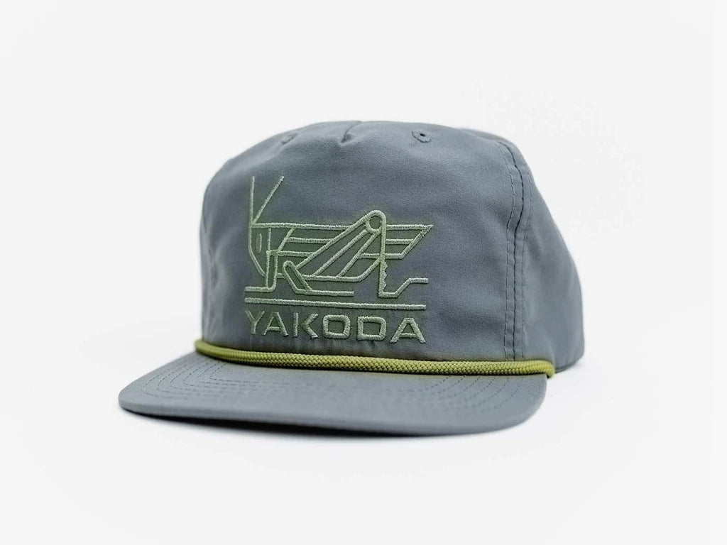 Front View of the dark grey yakoda hopper hat great summer hat for fly fishing